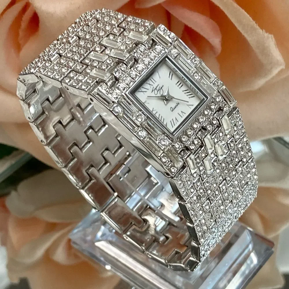 Suzanne Somers Rhinestone Encrusted Glamourous Dress Watch